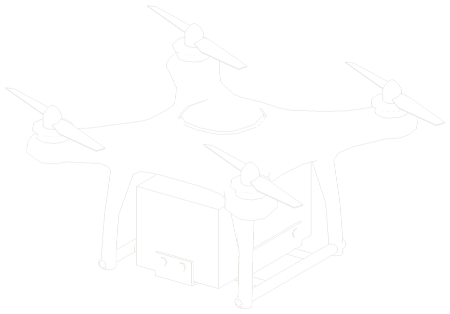 Line drawing of a quadcopter with a payload